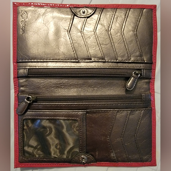 Brighton Bright Pink Leather Clutch with Silver Button - Picture 7 of 11